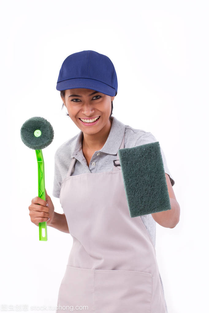 自信、 專業女清潔工隨時待命